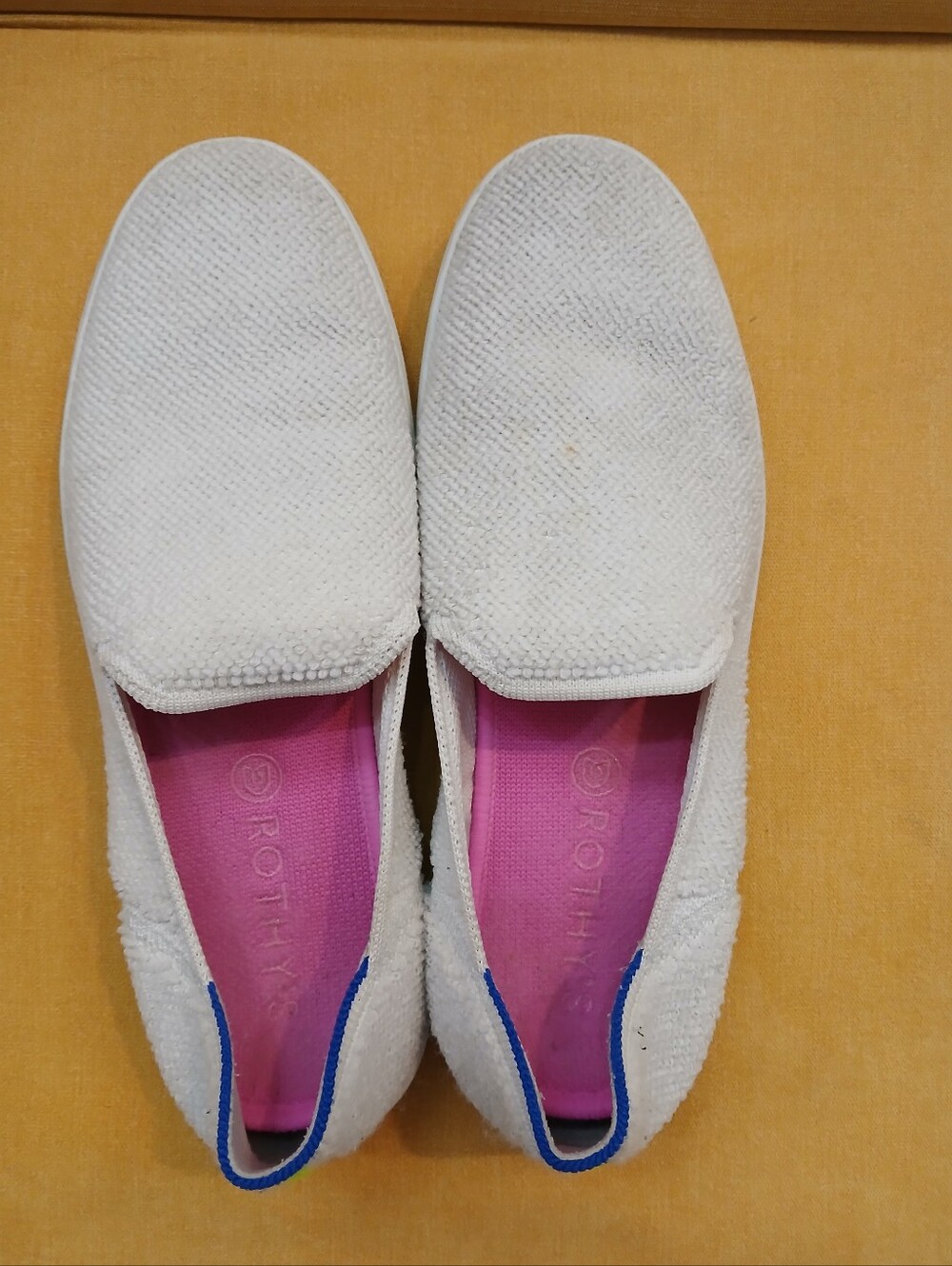 Rothys 10.5 Womens Terry White Slip On Round Toe Sneaker Flats Comfort Loafers